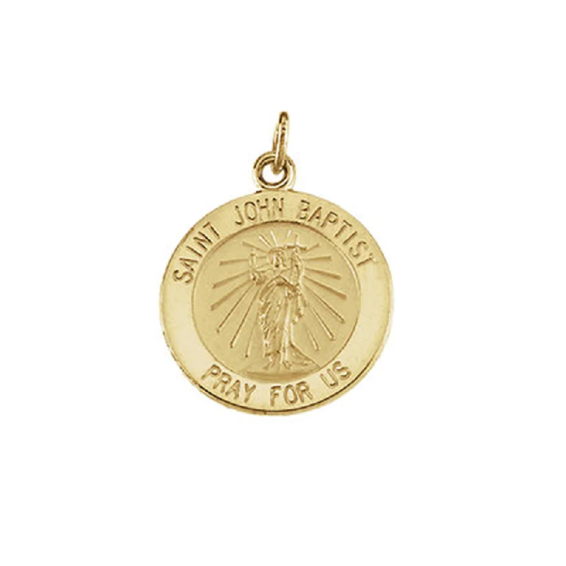 Dazzle With Discounts – Shop Jewelry On Sale 14k Yellow Gold St. John The Baptist Medal Disc Charm or Pendant, 15mm