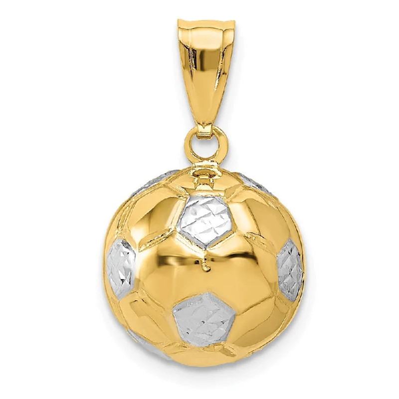 Jewelry Deals That Sparkle – Shop Today 14k Yellow Gold & White Rhodium 3D Hollow Soccer Ball Pendant, 13mm Jewelry Deals That Sparkle – Shop Today 14k Yellow Gold & White Rhodium 3D Hollow Soccer Ball Pendant, 13mm
