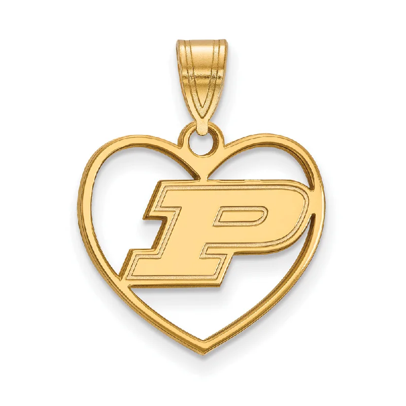 Modern Statement Jewelry For Bold Styling 14k Gold Plated Silver Purdue Initial P Heart Pendant Modern Statement Jewelry For Bold Styling 14k Gold Plated Silver Purdue Initial P Heart Pendant