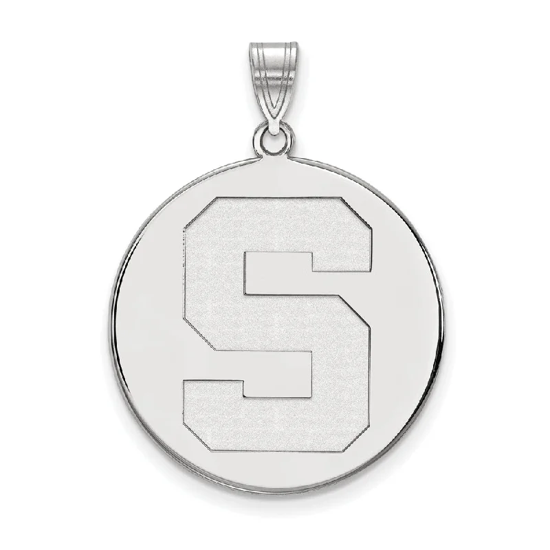 Handcrafted Beauty At Affordable Prices Sterling Silver Michigan State XL Initial S Disc Pendant