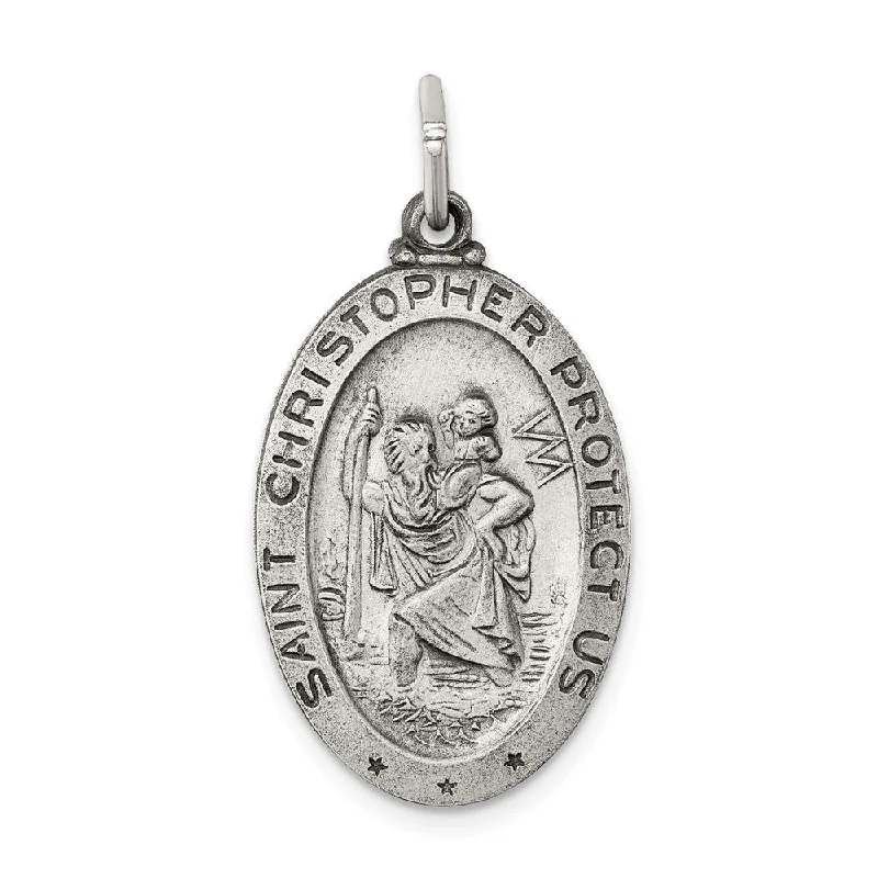 Personalized Jewelry Sale – Unique Pieces At Great Prices Sterling Silver Antiqued Oval St. Christopher Medal Pendant, 16 x 32mm Personalized Jewelry Sale – Unique Pieces At Great Prices Sterling Silver Antiqued Oval St. Christopher Medal Pendant, 16 x 32mm