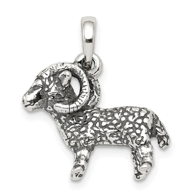 Shop Stylish Jewelry Now And Save Big Sterling Silver Aries the Ram Zodiac 3D Antiqued Pendant Shop Stylish Jewelry Now And Save Big Sterling Silver Aries the Ram Zodiac 3D Antiqued Pendant