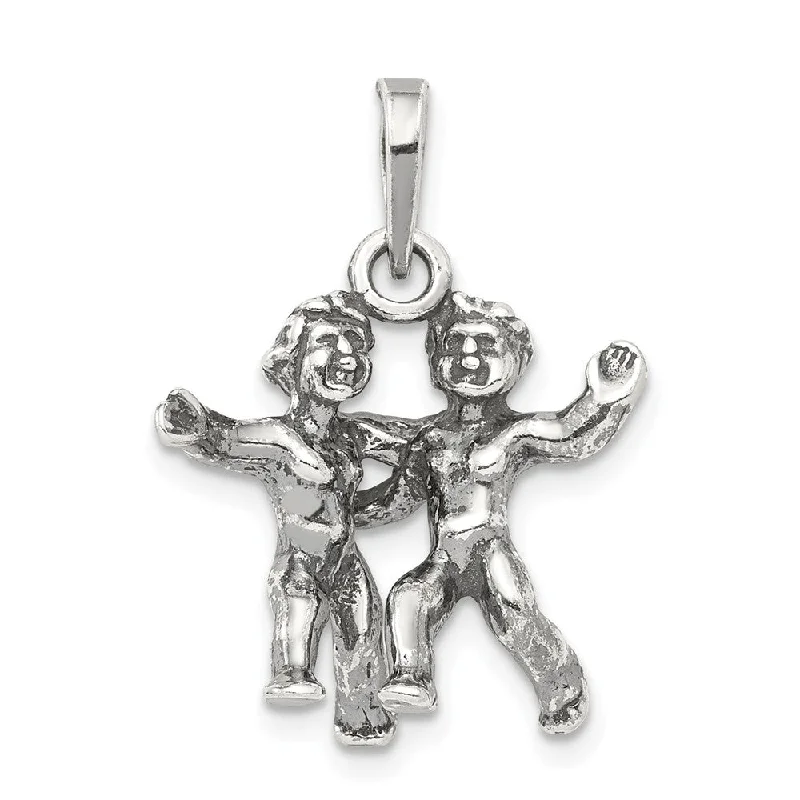 Elegant Jewelry, Exclusive Prices – Shop Now Sterling Silver Gemini the Twins Zodiac 3D Antiqued Pendant Elegant Jewelry, Exclusive Prices – Shop Now Sterling Silver Gemini the Twins Zodiac 3D Antiqued Pendant