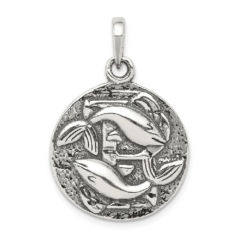 Limited-Time Jewelry Sale – Don't Miss These Deals Sterling Silver Pisces the Fish Zodiac Embossed Circle Pendant