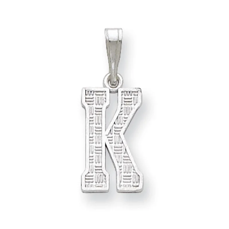 Breathtaking Jewelry, Breathtaking Prices Sterling Silver, Sami Collection, Textured Block Initial K Pendant