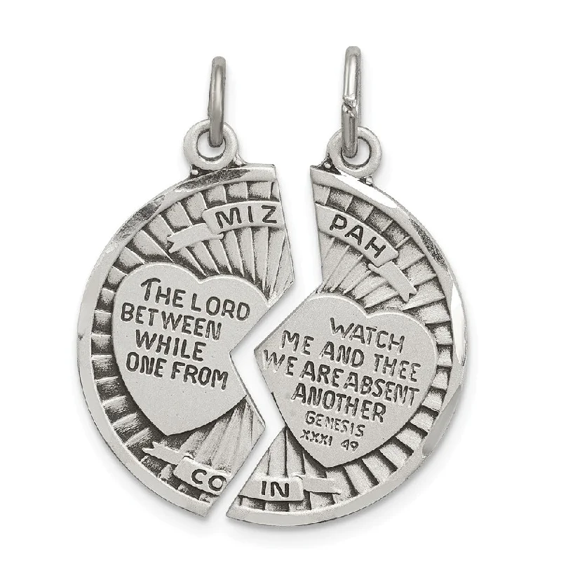 Limited-Stock Jewelry Sale – Once It's Gone, It's Gone Sterling Silver Satin & Antiqued 2 Piece Mizpah Coin Pendant, 22mm Limited-Stock Jewelry Sale – Once It's Gone, It's Gone Sterling Silver Satin & Antiqued 2 Piece Mizpah Coin Pendant, 22mm