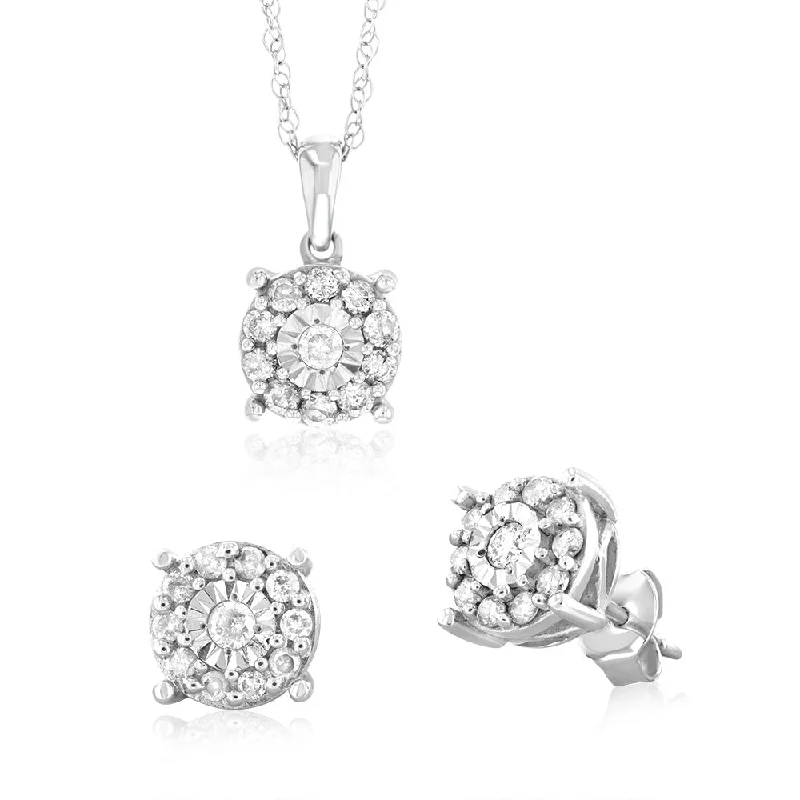Exclusive Online Jewelry Sale – Don't Wait 1 Carat Diamond Solitaire Earring & Pendant Set in Sterling Silver Exclusive Online Jewelry Sale – Don't Wait 1 Carat Diamond Solitaire Earring & Pendant Set in Sterling Silver
