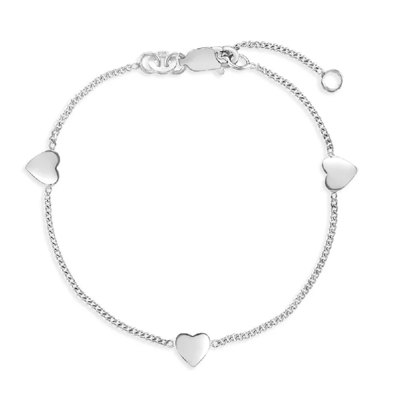 Shop Elegant Jewelry At Unbeatable Prices 6"-7" Chain of Hearts Women's Bracelet - Sterling Silver Shop Elegant Jewelry At Unbeatable Prices 6"-7" Chain of Hearts Women's Bracelet - Sterling Silver