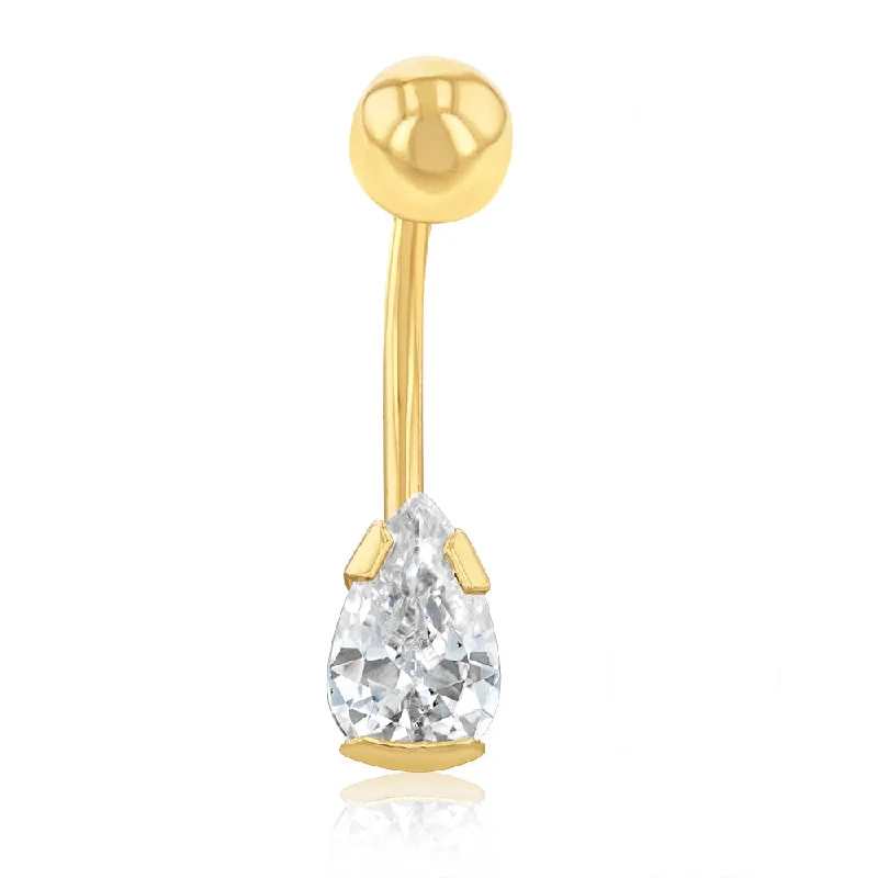 Timeless Elegance Now At Special Discounts 9ct Yellow Gold 8X5mm Pear Shaped Belly Bar Timeless Elegance Now At Special Discounts 9ct Yellow Gold 8X5mm Pear Shaped Belly Bar