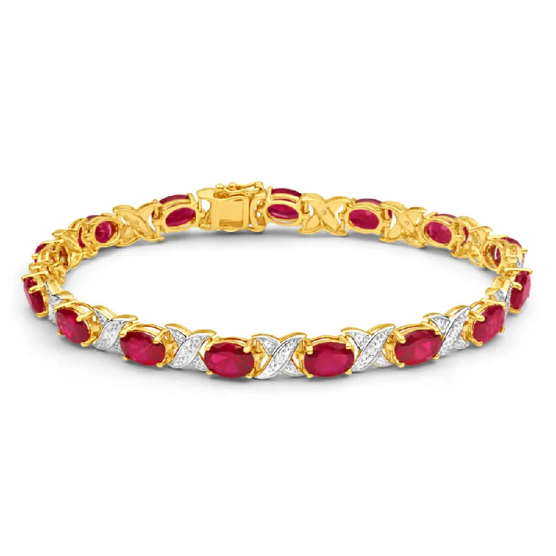 Jewelry Sale – Exclusive Styles At Lower Prices 9ct Yellow Gold Created Ruby + Diamond 19CM Bracelet Jewelry Sale – Exclusive Styles At Lower Prices 9ct Yellow Gold Created Ruby + Diamond 19CM Bracelet