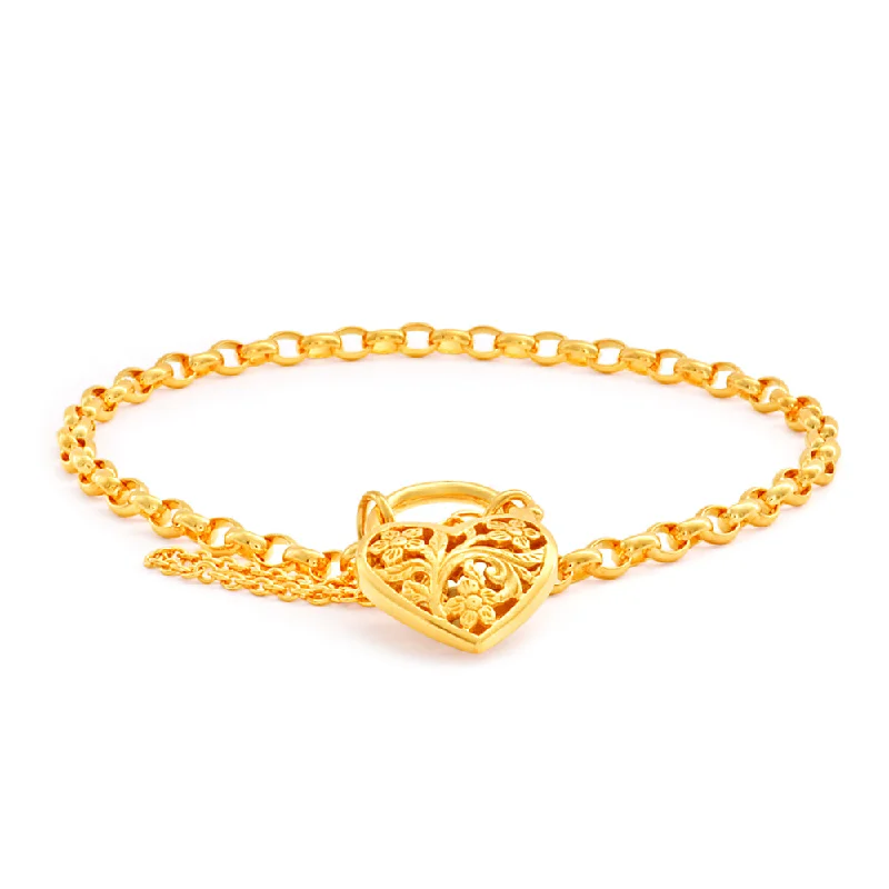 Luxury Jewelry At Unbeatable Discounts 9ct Yellow Gold Oval Belcher Filigree Heart Charm Padlock 19cm Bracelet Luxury Jewelry At Unbeatable Discounts 9ct Yellow Gold Oval Belcher Filigree Heart Charm Padlock 19cm Bracelet