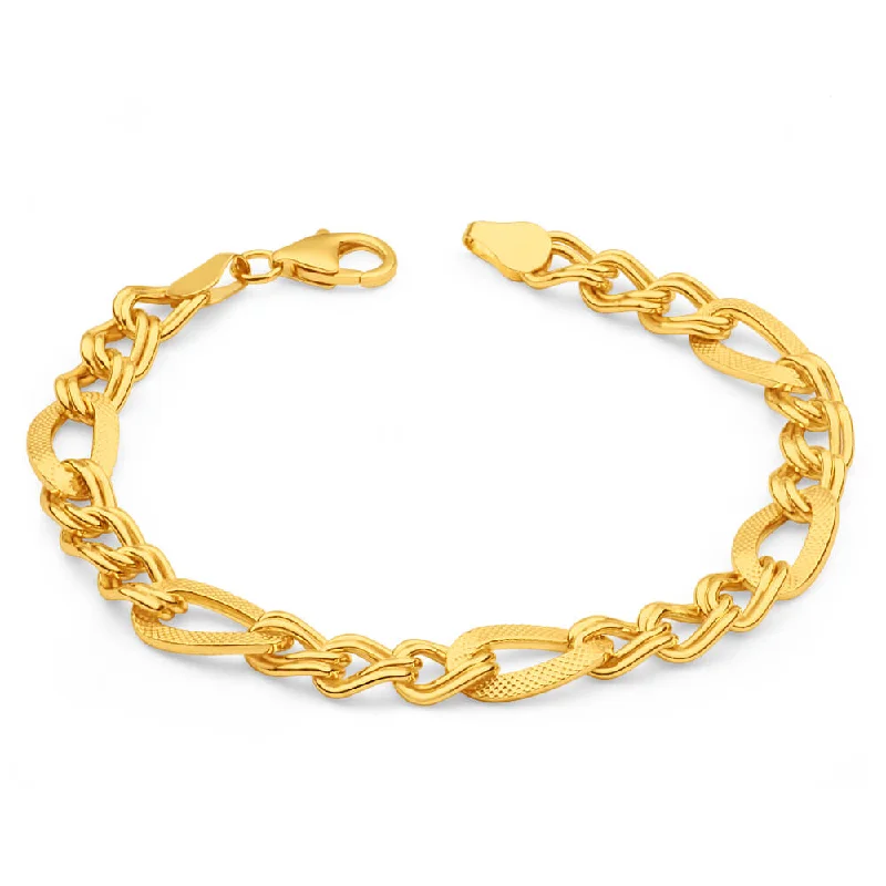 Gorgeous Jewelry, Limited-Time Savings 9ct Yellow Gold Silver Filled Figaro Fancy 19cm Bracelet Gorgeous Jewelry, Limited-Time Savings 9ct Yellow Gold Silver Filled Figaro Fancy 19cm Bracelet