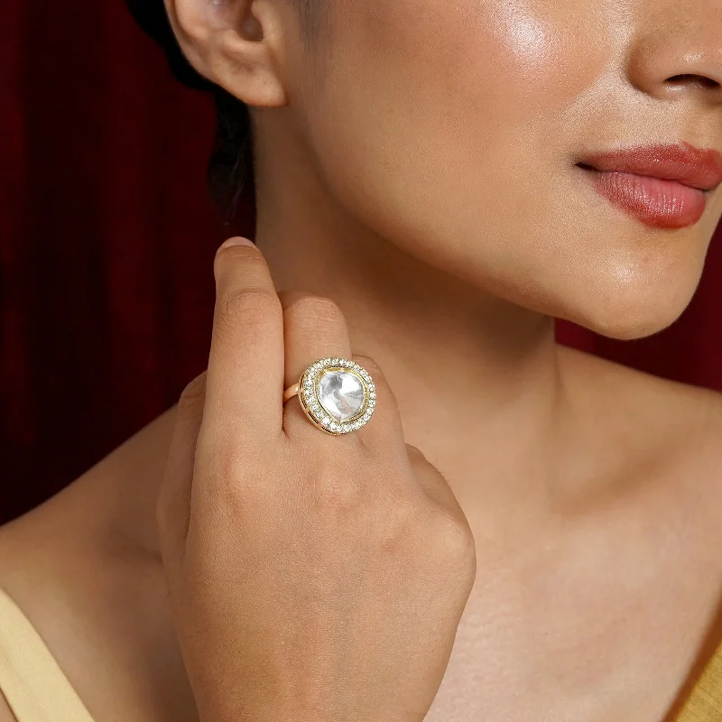 Get The Sparkle You Love At Prices You Adore Teejh Light Gold Polki Ring