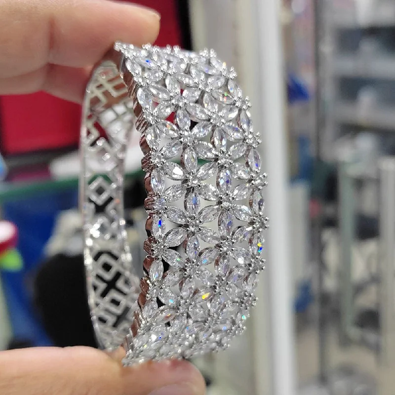 Modern Statement Jewelry For Bold Styling Aamrapali Silver Plated  AD  Bangle