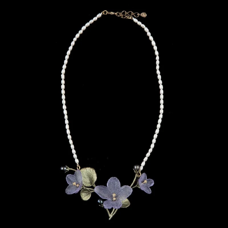 Sparkle On A Budget – Fine Jewelry For Less African Violet Necklace - Pearl Leaves