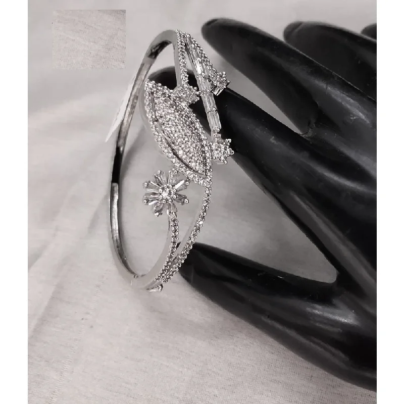Trendy Minimalist Jewelry For Everyday Wear Akruti Collection Silver Plated AD Openable Bangle