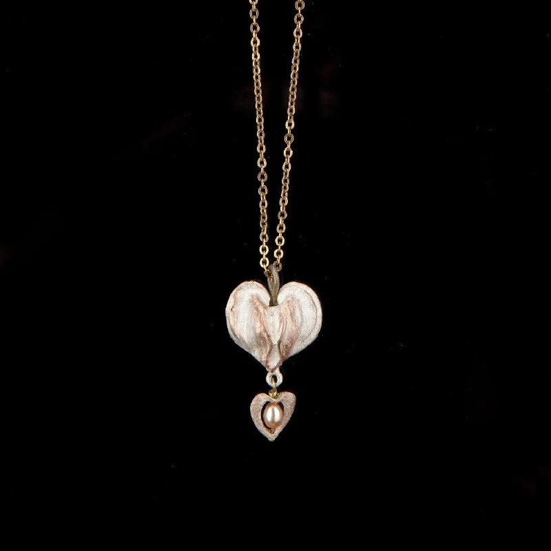 Handmade Pearl Jewelry For Timeless Elegance Bleeding Heart Pendant - Single Drop
