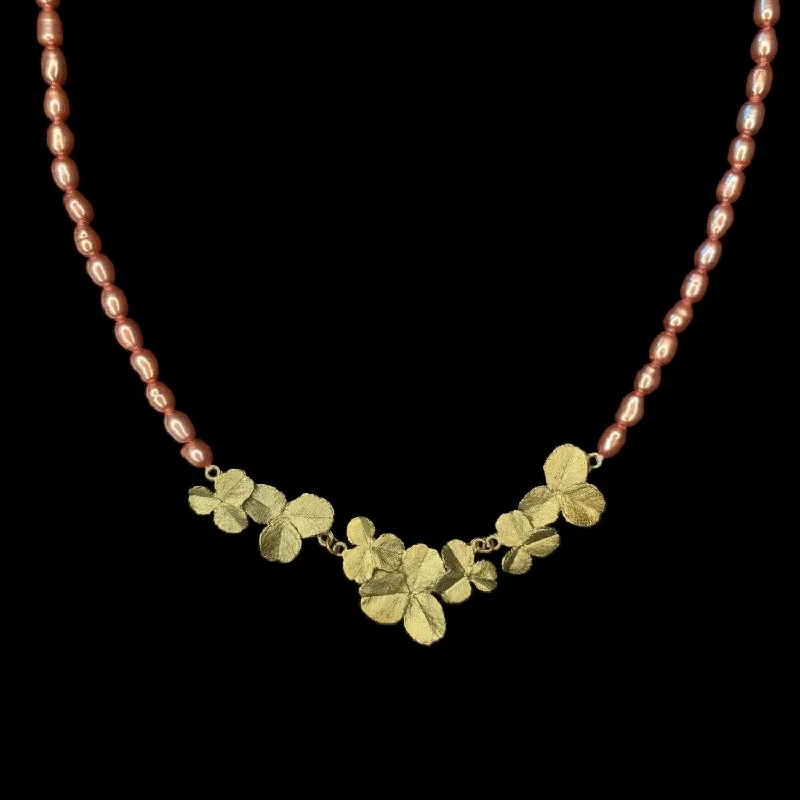 Gorgeous Jewelry, Limited-Time Savings Clover Necklace - Pink Pearls