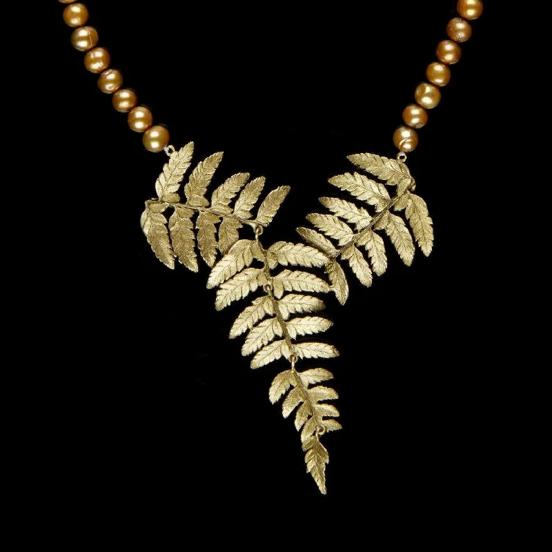 Versatile Layering Jewelry For Effortless Chic Fern Necklace - Pearl
