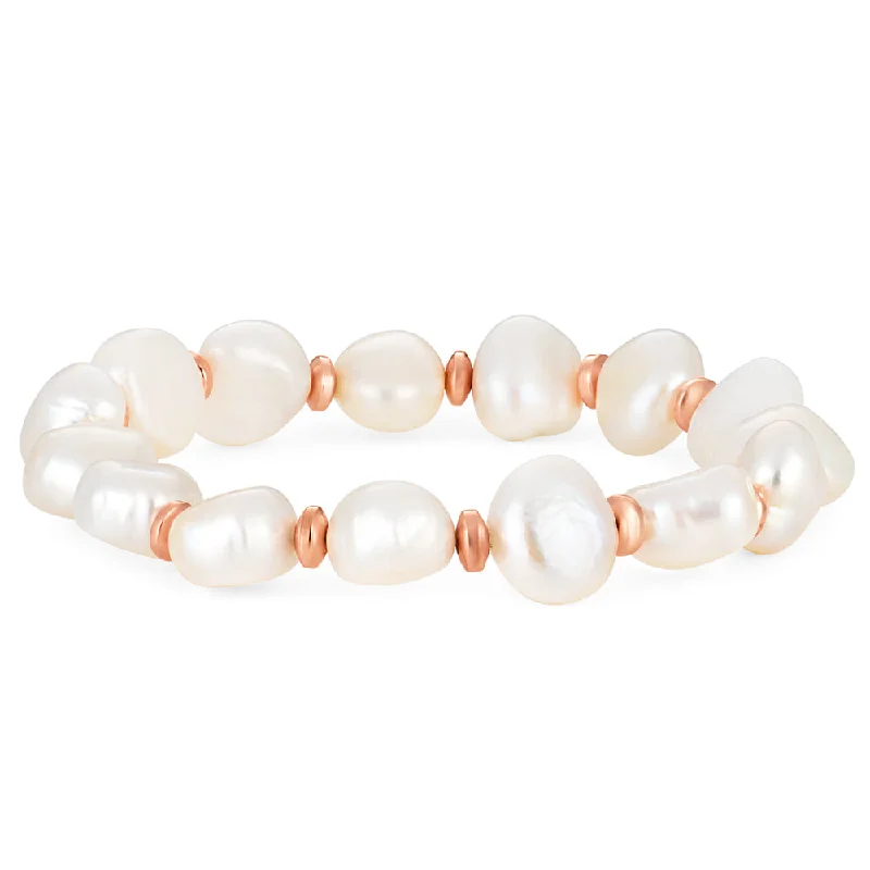 Shop Stylish Jewelry Now And Save Big Freshwater Pearl and Rose Tone Hematite Stretch Bracelet Shop Stylish Jewelry Now And Save Big Freshwater Pearl and Rose Tone Hematite Stretch Bracelet