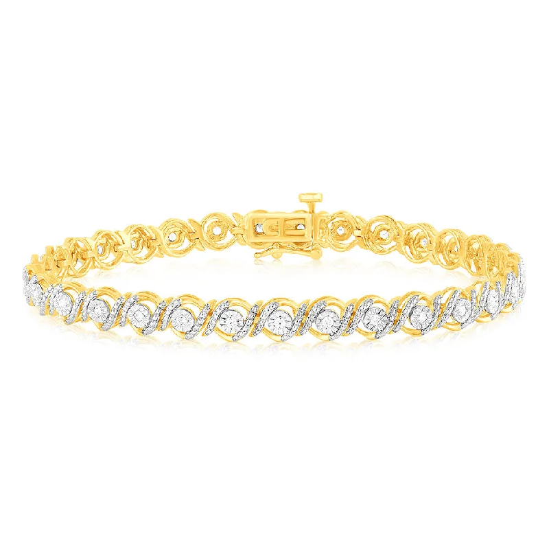 Get Ready To Sparkle – Special Jewelry Discounts Gold Plated Sterling Silver 0.45 Carat 18cm Diamond Bracelet Get Ready To Sparkle – Special Jewelry Discounts Gold Plated Sterling Silver 0.45 Carat 18cm Diamond Bracelet
