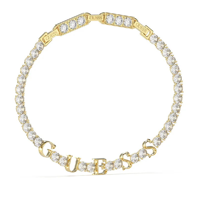 Modern Statement Jewelry For Bold Styling Guess Gold-Plated Stainless-Steel Tennis Bracelet Modern Statement Jewelry For Bold Styling Guess Gold-Plated Stainless-Steel Tennis Bracelet