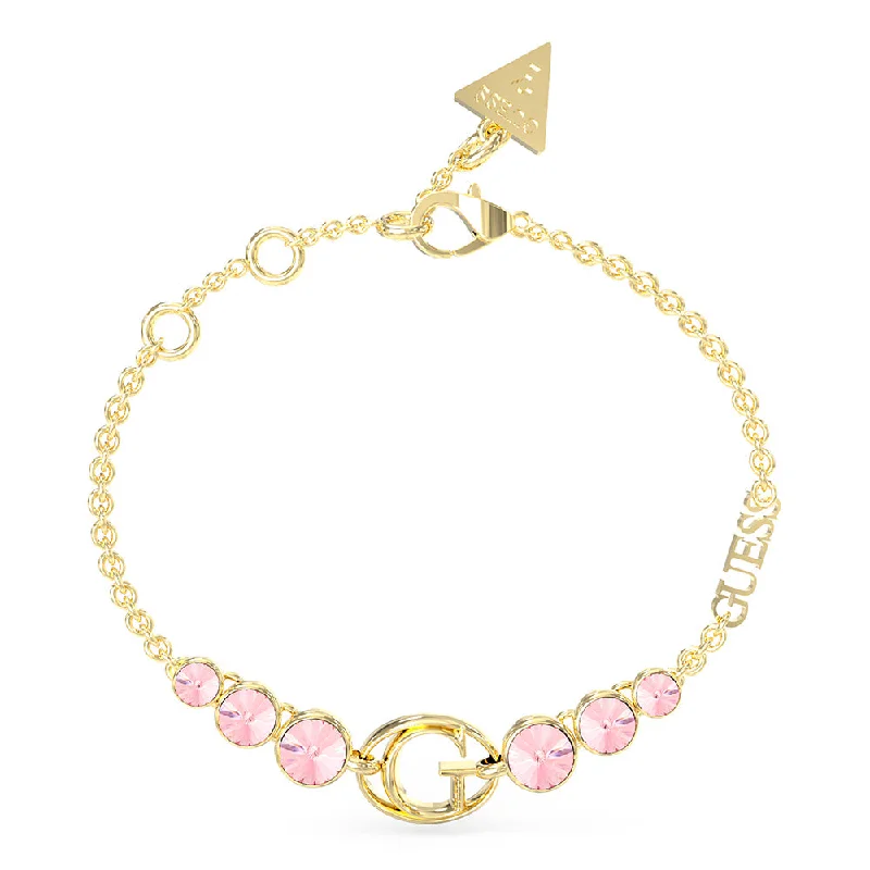 Trending Jewelry Styles Now At Limited-Time Discounts Guess Stainless Steel Gold Plated G Logo Rose Stone Bracelet Trending Jewelry Styles Now At Limited-Time Discounts Guess Stainless Steel Gold Plated G Logo Rose Stone Bracelet