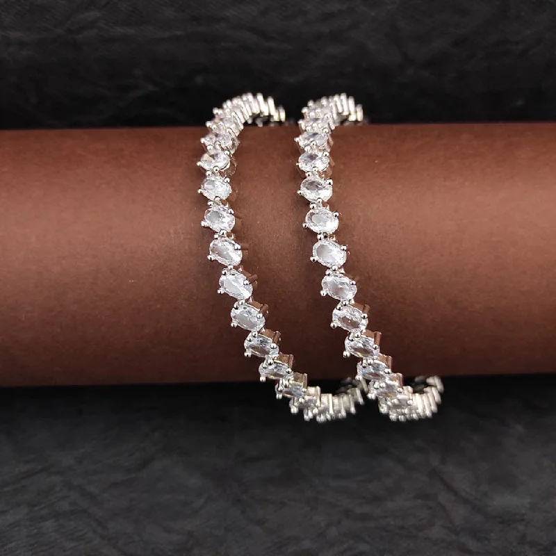 Breathtaking Jewelry, Breathtaking Prices Heera Jewellers Silver Plated AD Bangles Set Breathtaking Jewelry, Breathtaking Prices Heera Jewellers Silver Plated AD Bangles Set