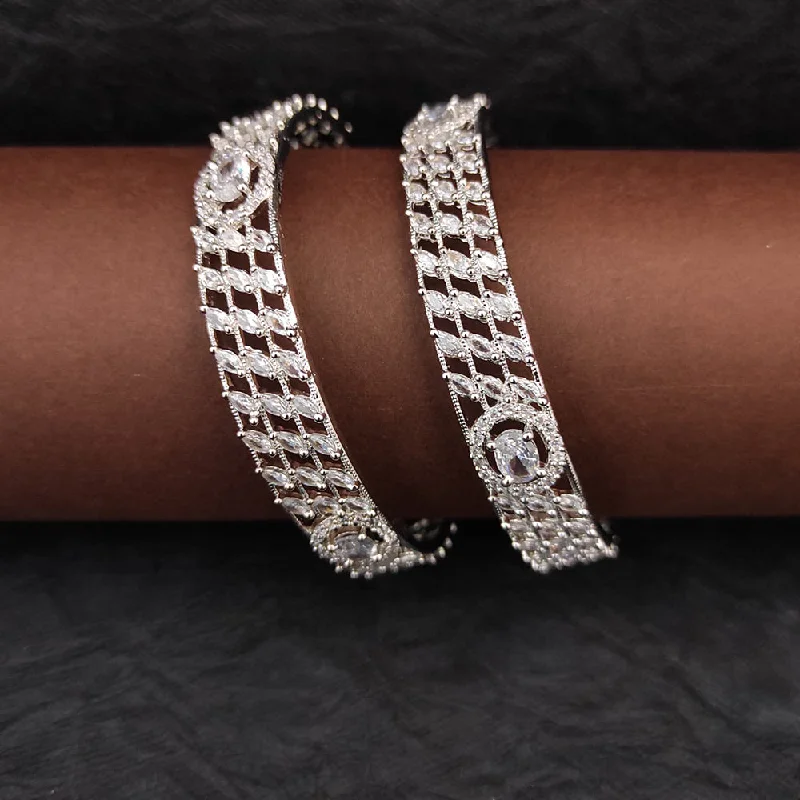 Elegant Rose Gold Jewelry For A Stylish Touch Heera Jewellers Silver Plated AD Bangles Set Elegant Rose Gold Jewelry For A Stylish Touch Heera Jewellers Silver Plated AD Bangles Set