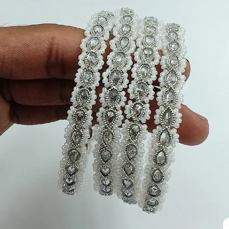Grab Your Favorite Jewelry At The Lowest Prices Jcm Silver Plated Crystal Stone And Pearls Bangles Set Grab Your Favorite Jewelry At The Lowest Prices Jcm Silver Plated Crystal Stone And Pearls Bangles Set