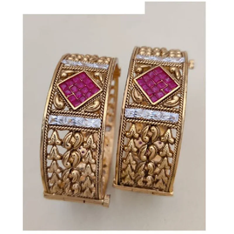 Limited-Time Offer On Elegant Jewelry Pieces Jewel Addiction Gold Plated Pota Stone Openable Bangles Set Limited-Time Offer On Elegant Jewelry Pieces Jewel Addiction Gold Plated Pota Stone Openable Bangles Set