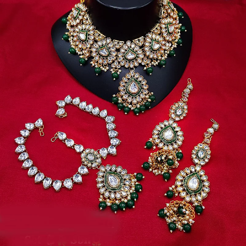 Breathtaking Jewelry, Breathtaking Prices JewelMaze Gold Plated Austrian Stone Pearls Choker Meenakari Necklace Set Breathtaking Jewelry, Breathtaking Prices JewelMaze Gold Plated Austrian Stone Pearls Choker Meenakari Necklace Set