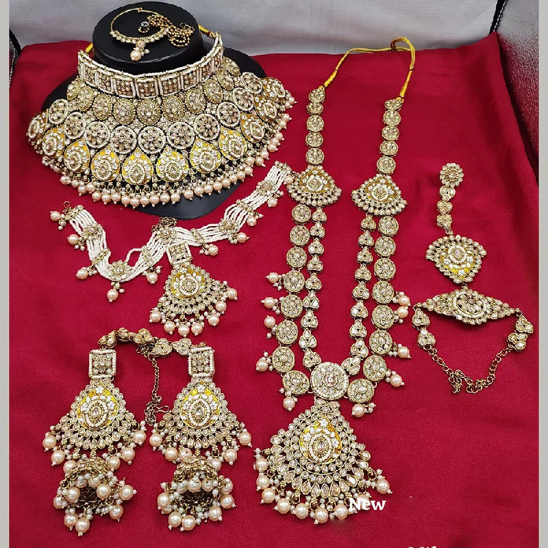 Flash Jewelry Sale – Get Stunning Pieces At Low Prices JewelMaze Gold Plated Crystal Stone And Beads Bridal Set
