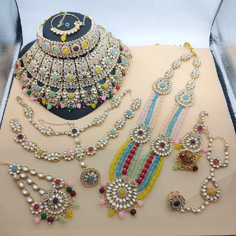 Must-Have Jewelry Pieces At Reduced Prices JewelMaze Gold Plated Kundan Stone And Beads Bridal Set Must-Have Jewelry Pieces At Reduced Prices JewelMaze Gold Plated Kundan Stone And Beads Bridal Set