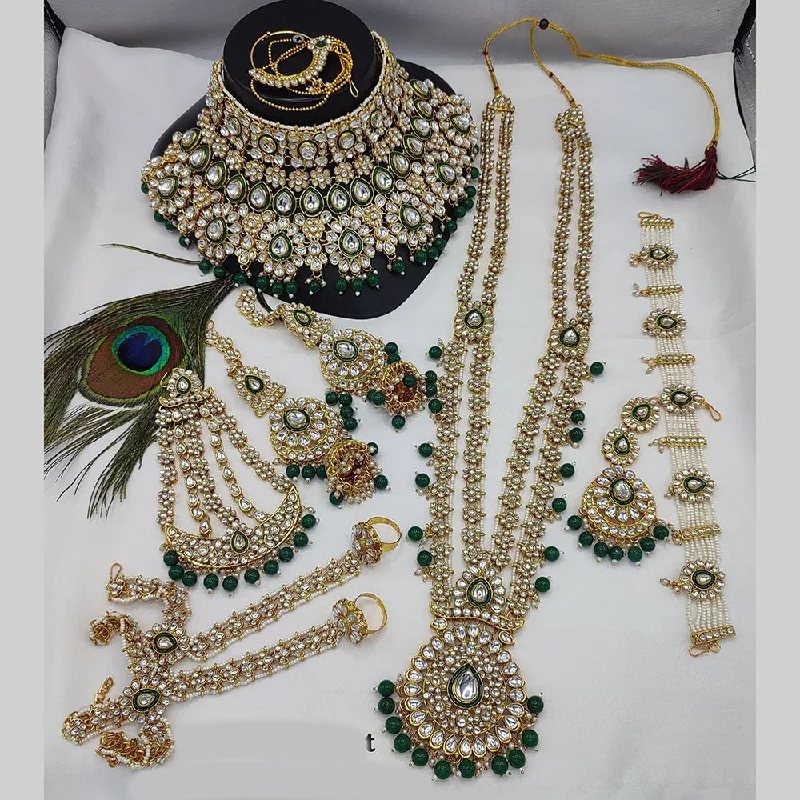 Shop High-Quality Jewelry At Jaw-Dropping Discounts JewelMaze Gold Plated Kundan Stone And Beads Meenakari Bridal Set Shop High-Quality Jewelry At Jaw-Dropping Discounts JewelMaze Gold Plated Kundan Stone And Beads Meenakari Bridal Set