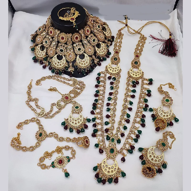 Unmissable Deals On Handmade Jewelry Collections JewelMaze Gold Plated Kundan Stone And Beads Meenakari Bridal Set Unmissable Deals On Handmade Jewelry Collections JewelMaze Gold Plated Kundan Stone And Beads Meenakari Bridal Set