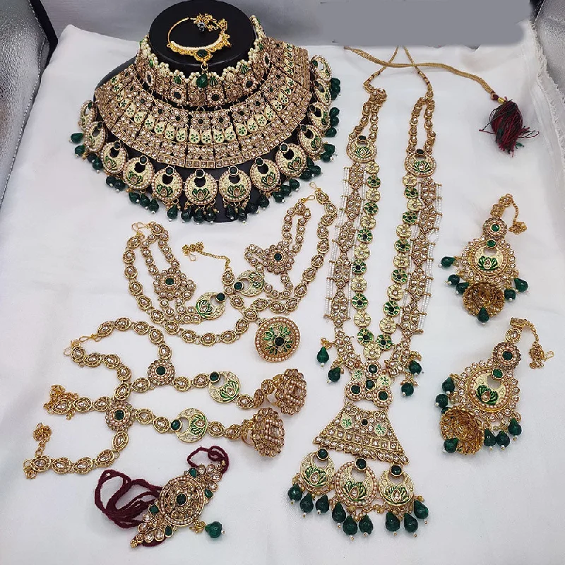 Dainty And Elegant Jewelry Now At Reduced Prices JewelMaze Gold Plated Kundan Stone And Beads Meenakari Bridal Set Dainty And Elegant Jewelry Now At Reduced Prices JewelMaze Gold Plated Kundan Stone And Beads Meenakari Bridal Set