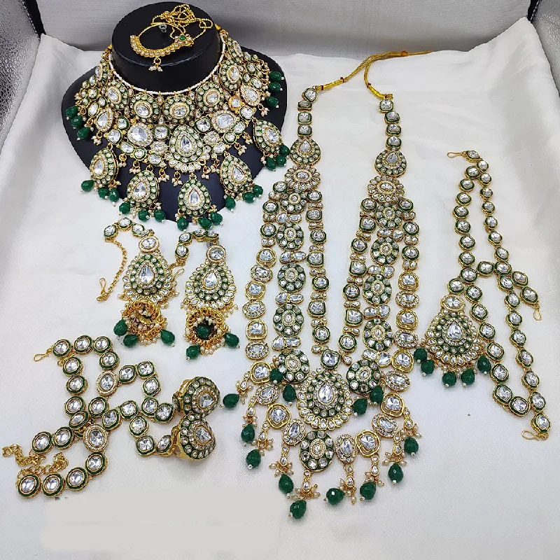 Flash Sale On Elegant Jewelry – Don't Miss Out JewelMaze Gold Plated Kundan Stone And Beads Meenakari Bridal Set Flash Sale On Elegant Jewelry – Don't Miss Out JewelMaze Gold Plated Kundan Stone And Beads Meenakari Bridal Set