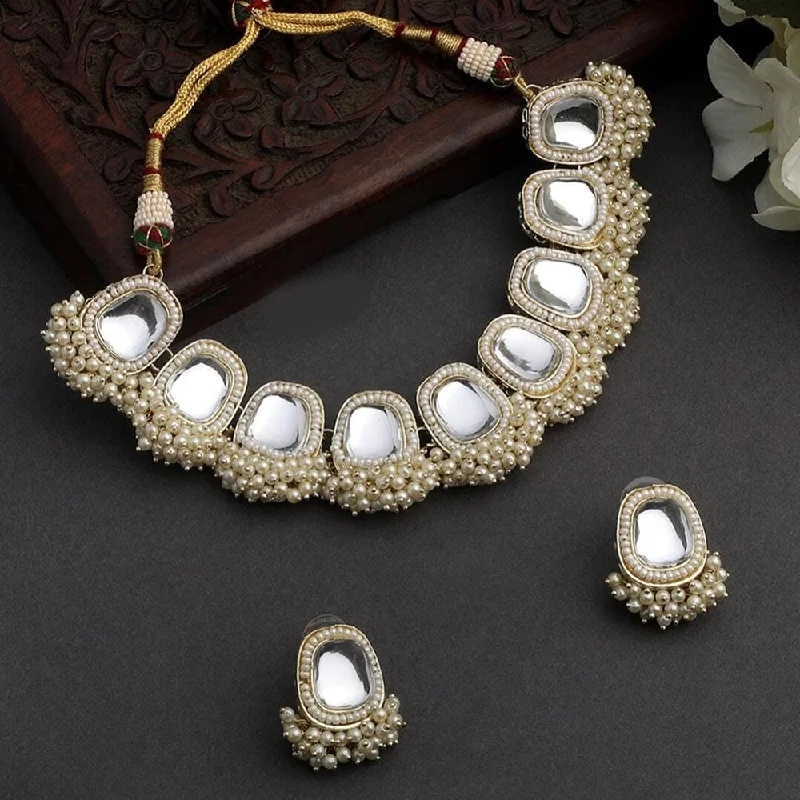 Accessorize For Less – Luxury Jewelry At Affordable Prices JewelMaze Gold Plated Kundan Stone And Pearls Choker Necklace Set Accessorize For Less – Luxury Jewelry At Affordable Prices JewelMaze Gold Plated Kundan Stone And Pearls Choker Necklace Set
