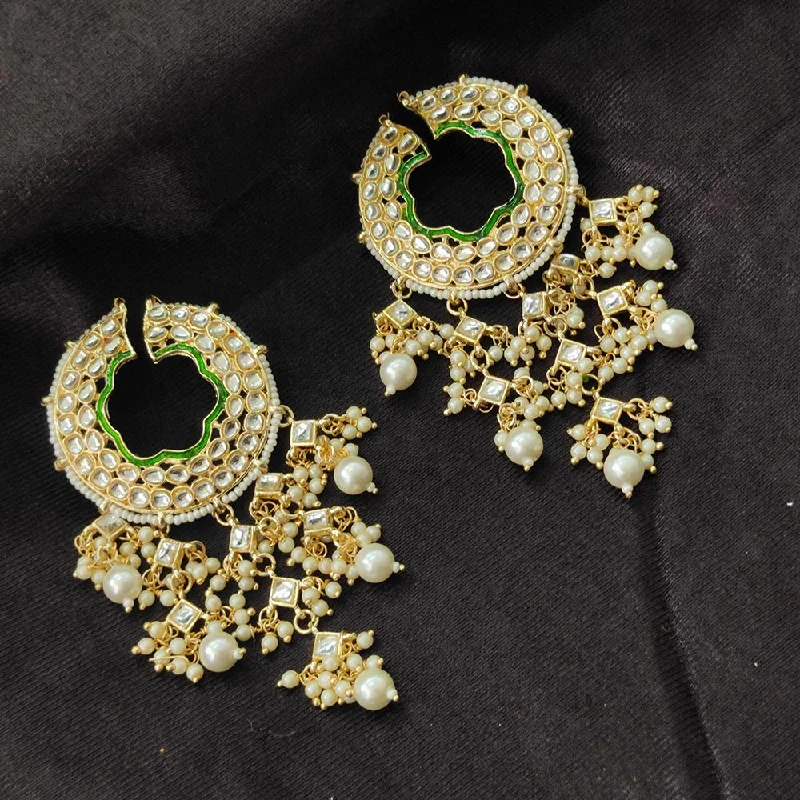 Luxury Jewelry Now At Special Promotional Rates JewelMaze Gold Plated Kundan Stone Dangler Earrrings - 8909130262888