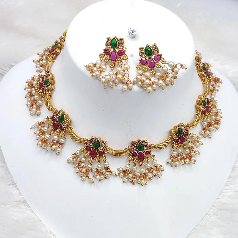 Limited-Time Jewelry Sale – Elegant Styles At Less JewelMaze Gold Plated Pota Stone & Pearls Choker Necklace Set Limited-Time Jewelry Sale – Elegant Styles At Less JewelMaze Gold Plated Pota Stone & Pearls Choker Necklace Set