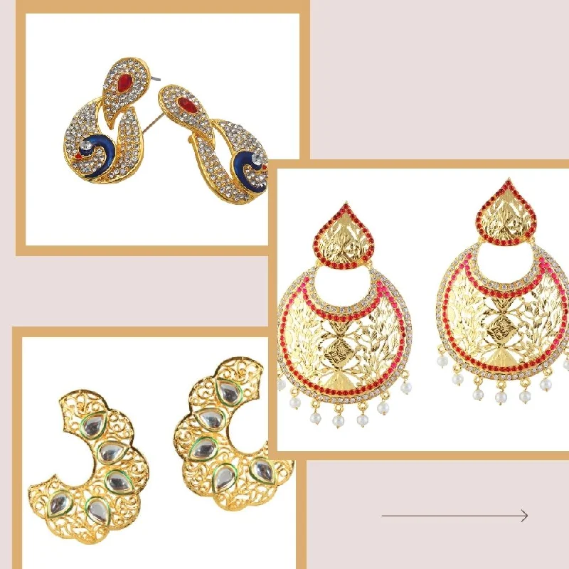 Elegant Jewelry, Exclusive Prices – Shop Now JewelMaze Set of 3 Earrings Combo