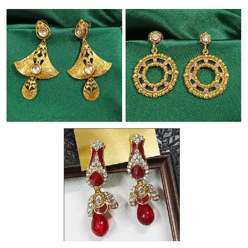 Premium Jewelry Now Available At Special Discounts JewelMaze Set of 3 Earrings Combo Premium Jewelry Now Available At Special Discounts JewelMaze Set of 3 Earrings Combo