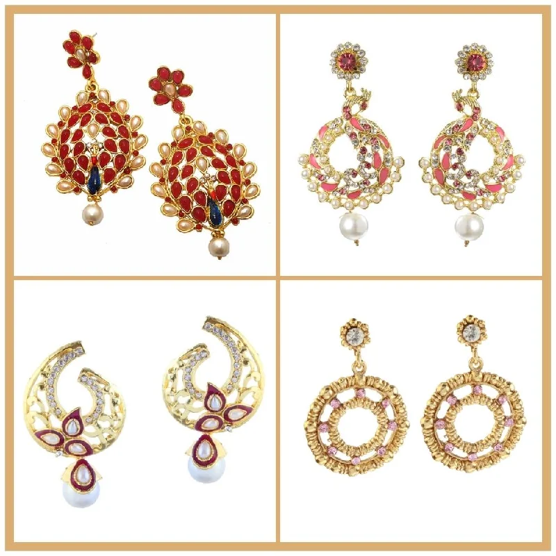 Exclusive Gemstone Jewelry At Special Prices JewelMaze Set of 4 Earrings Combo