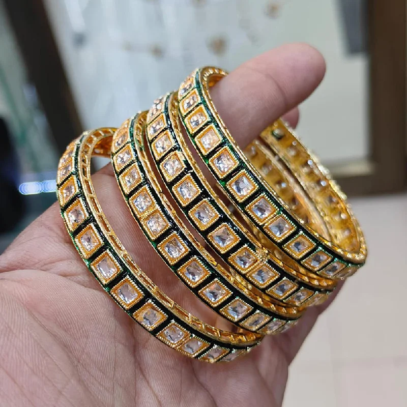 Personalized Engraved Jewelry For Meaningful Gifts Kavita Art Gold Plated Crystal Stone Bangles Set Personalized Engraved Jewelry For Meaningful Gifts Kavita Art Gold Plated Crystal Stone Bangles Set
