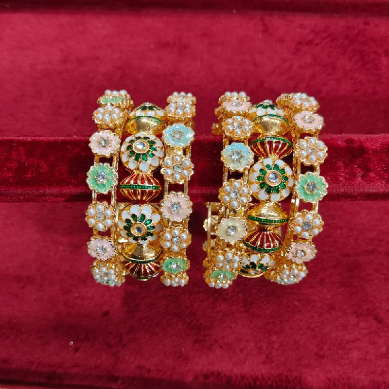 Adjustable Charm Bracelets For A Perfect Fit Kavita Art Gold Plated Kundan Stone And Meenakari Bangles Set Adjustable Charm Bracelets For A Perfect Fit Kavita Art Gold Plated Kundan Stone And Meenakari Bangles Set