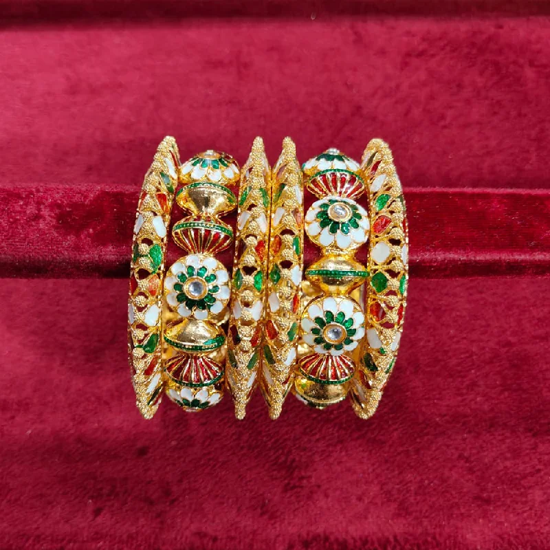 Romantic Heart-Shaped Jewelry For Special Gifts Kavita Art Gold Plated Kundan Stone And Meenakari Bangles Set Romantic Heart-Shaped Jewelry For Special Gifts Kavita Art Gold Plated Kundan Stone And Meenakari Bangles Set