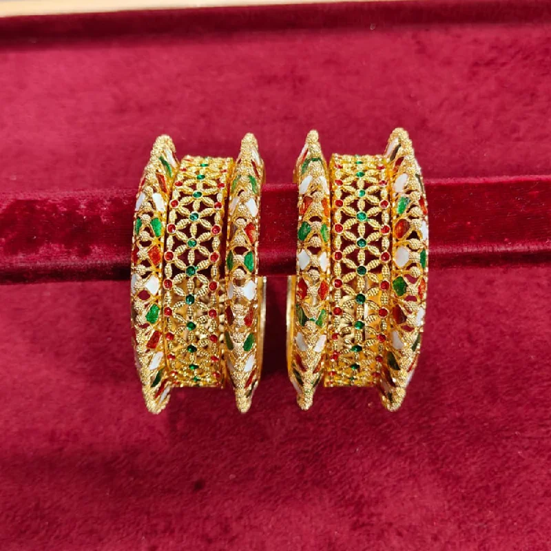 Eco-Friendly Sustainable Jewelry For Conscious Buyers Kavita Art Gold Plated Meenakari Bangles Set Eco-Friendly Sustainable Jewelry For Conscious Buyers Kavita Art Gold Plated Meenakari Bangles Set