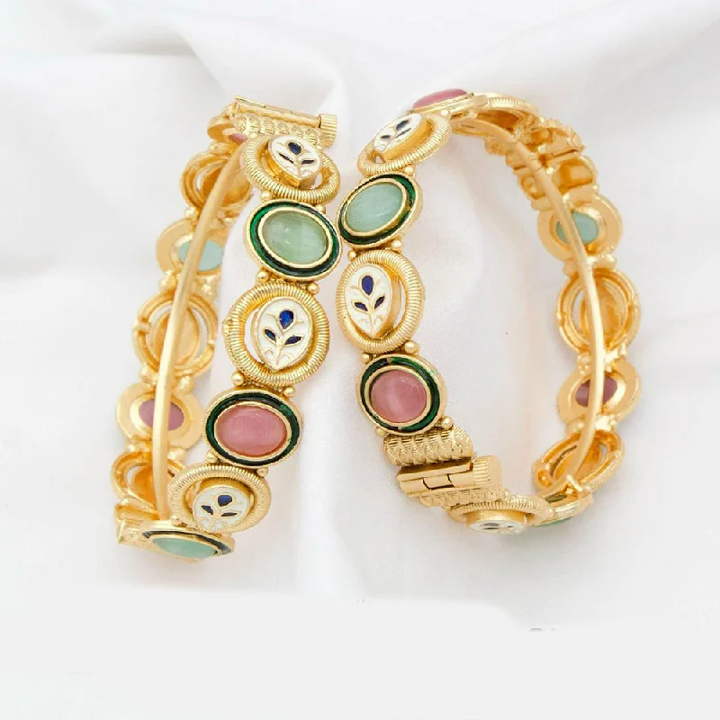 Elegant Jewelry At Unbeatable Offers – Shop Before It's Gone Kavita Art Gold Plated Pota Stone Openable Bangles Set Elegant Jewelry At Unbeatable Offers – Shop Before It's Gone Kavita Art Gold Plated Pota Stone Openable Bangles Set