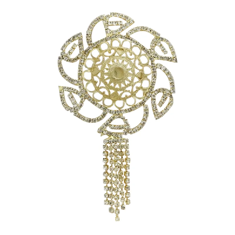 Elegant Jewelry Styles At Budget-Friendly Prices Kriaa Gold Plated Austrian Stone Saree Pin Brooch Elegant Jewelry Styles At Budget-Friendly Prices Kriaa Gold Plated Austrian Stone Saree Pin Brooch